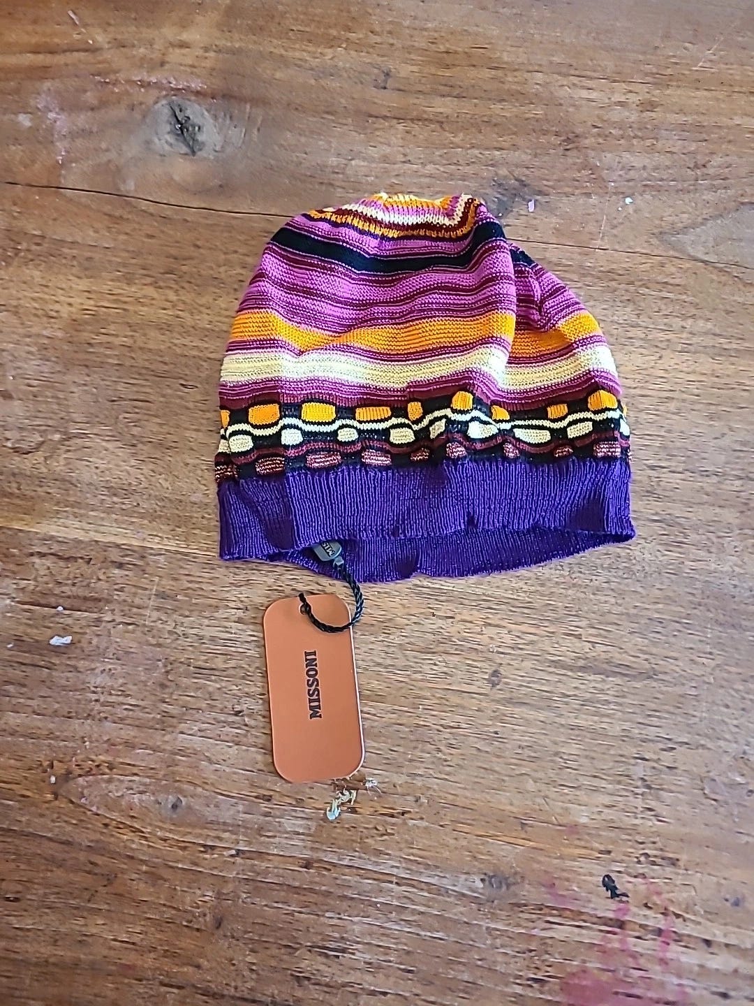 Missoni Wool Blend Striped Beanie Hat, NWT Pink, Yellow Orange Tones - Picture 1 of 5 Missoni Wool Blend Striped Beanie Hat, NWT Pink, Yellow Orange Tones - Picture 1 of 5