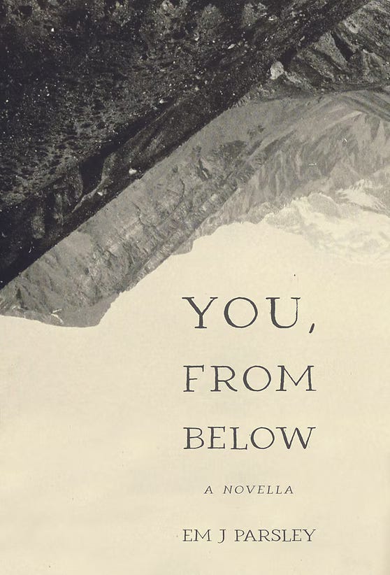 You, From Below by Em J Parsley, featuring an upside down mountainscape in sepia tones