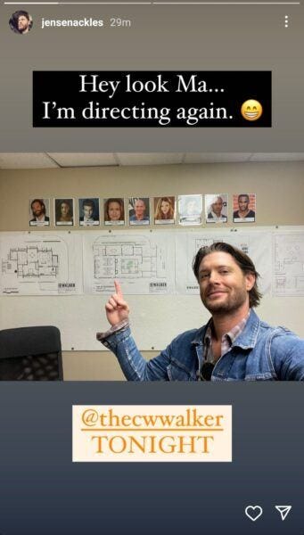 Jensen Ackles proud to be directing Walker instagram post. Jensen Ackles proud to be directing Walker instagram post.