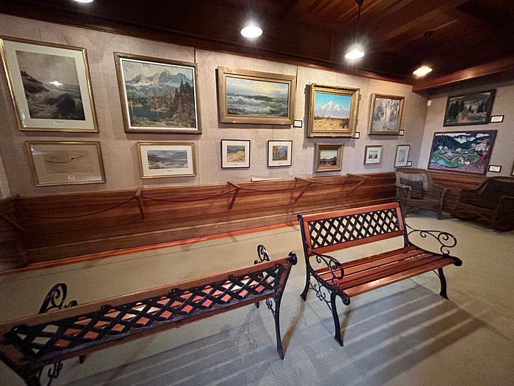 Gallery, library, paintings, books