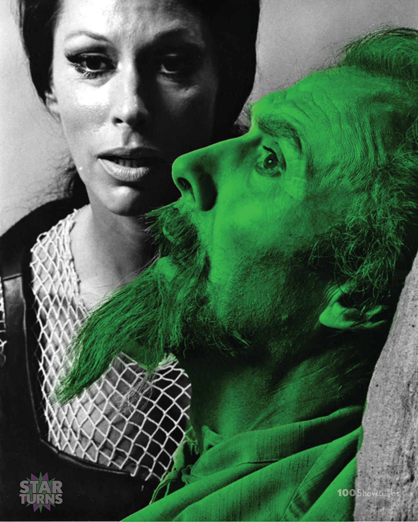 A tinted photo of Richard Kiley and Joan Diener in THE MAN OF LA MANCHA