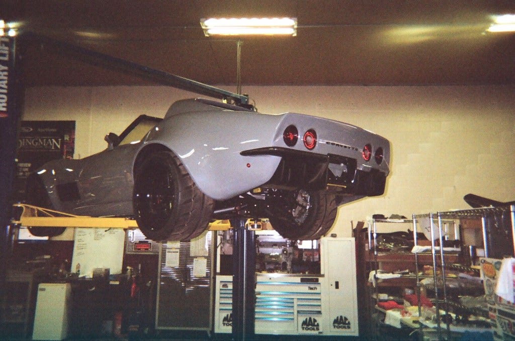 C3 Corvette restomod on lift