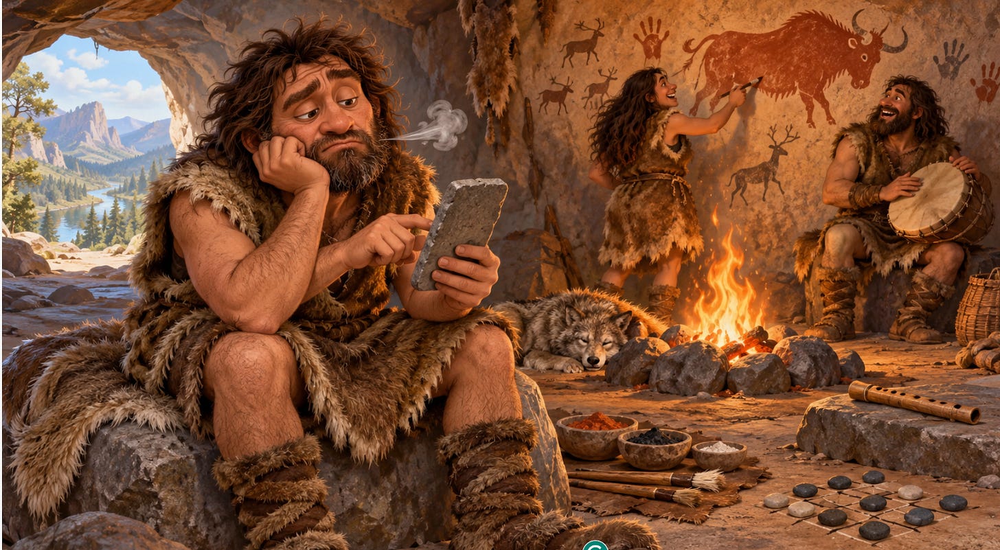 A bored caveman A bored caveman