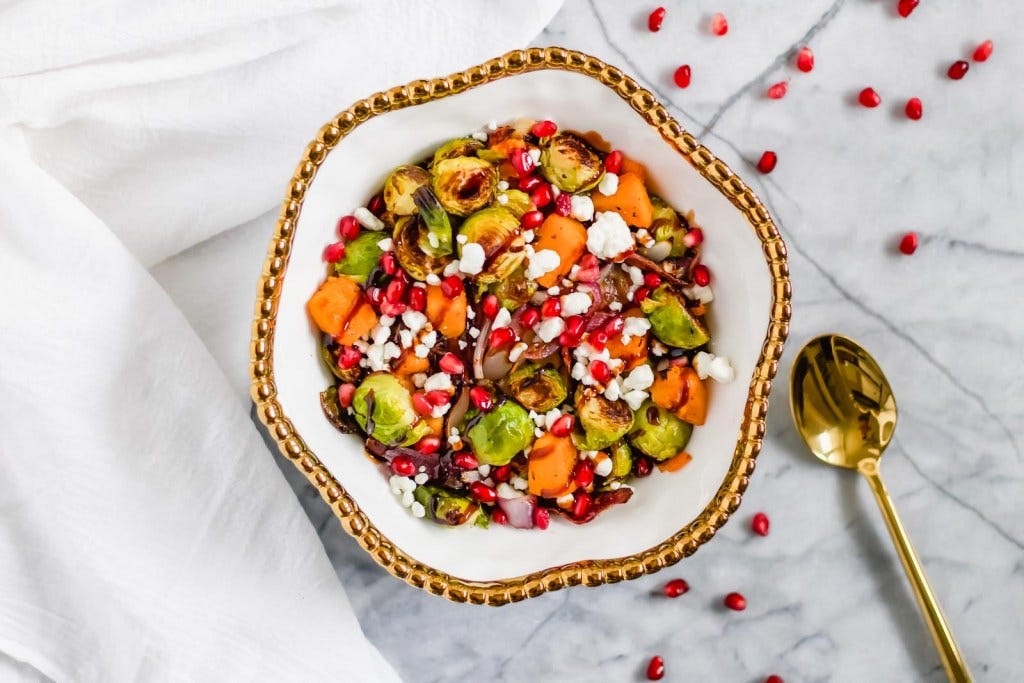 My Balsamic roasted winter vegetables with goat cheese is the best gluten- free side dish for meal prep, thanksgiving, or your fall/ winter dinner menus.