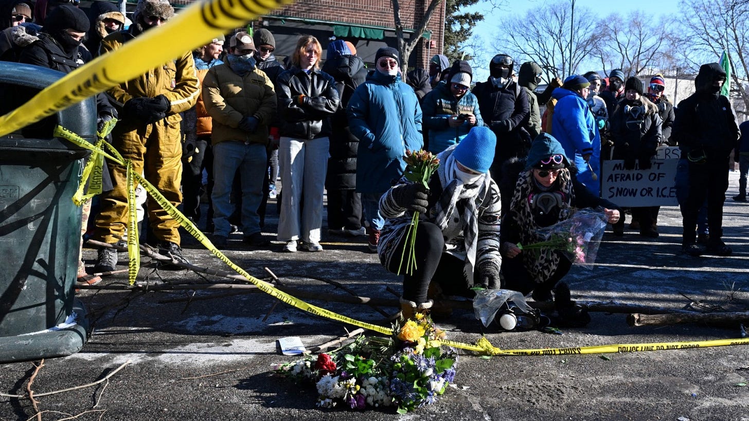 Protesters in Minneapolis set up makeshift memorial for man shot by federal  officers
