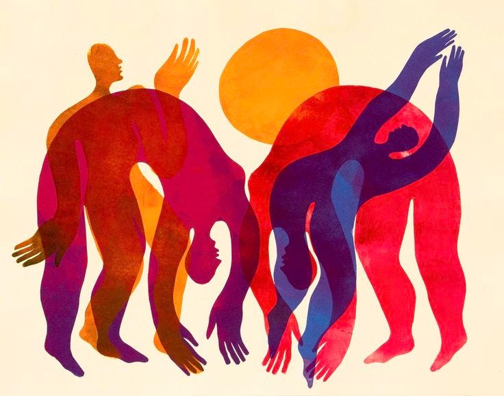 This may contain: an image of three people standing in front of each other with their hands on the ground This may contain: an image of three people standing in front of each other with their hands on the ground