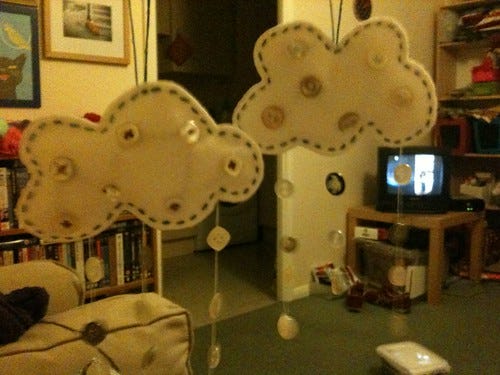 Felt button clouds Felt button clouds