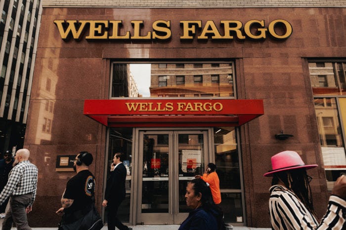 A Wells Fargo bank branch. A Wells Fargo bank branch.