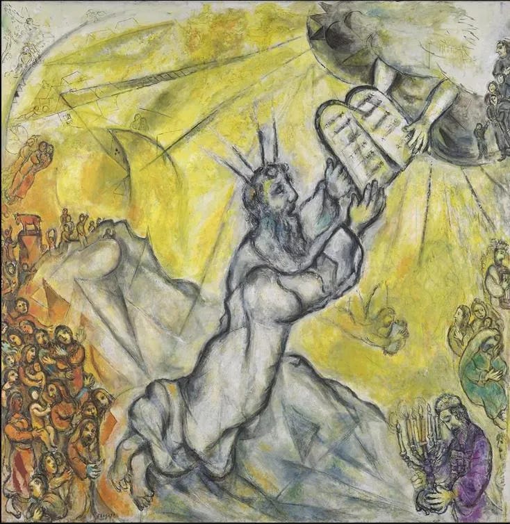 Marc Chagall — Moses Receiving the Tablets of the Law (1950–1952)