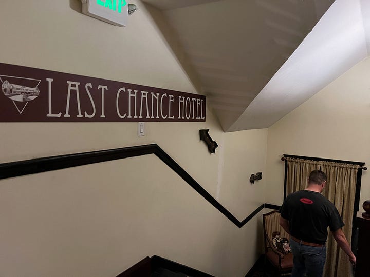 Exterior and interior shots of historic hotel and restaurant.