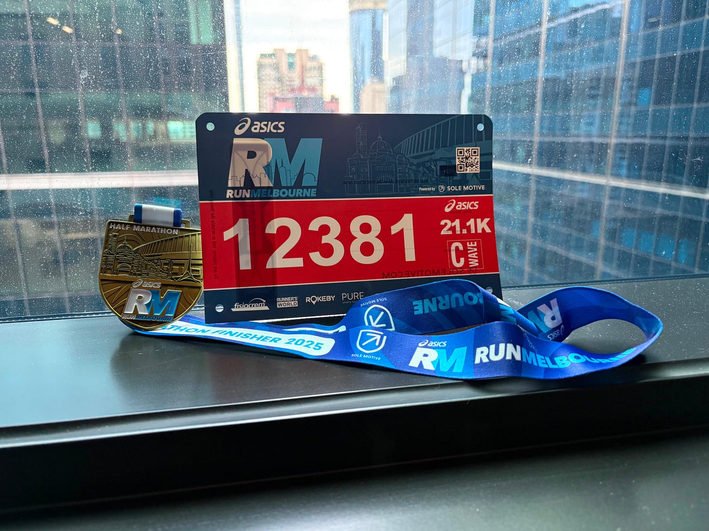 Run Melbourne Half Marathon medal and race bib