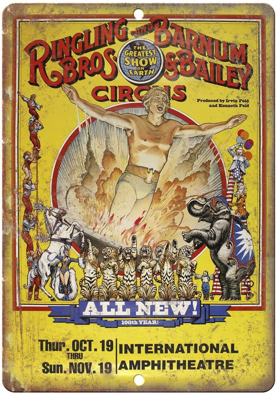 Amazon.com: NINGFEI Ringling and Barnum Bailey Circus Poster Metal Tin Sign  Decor 8x12 Inch: Posters & Prints