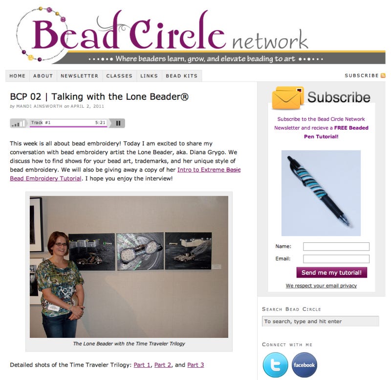 Interview Podcast with The Lone Beader on Bead Circle BeadCircle.com Interview Podcast with The Lone Beader on Bead Circle BeadCircle.com