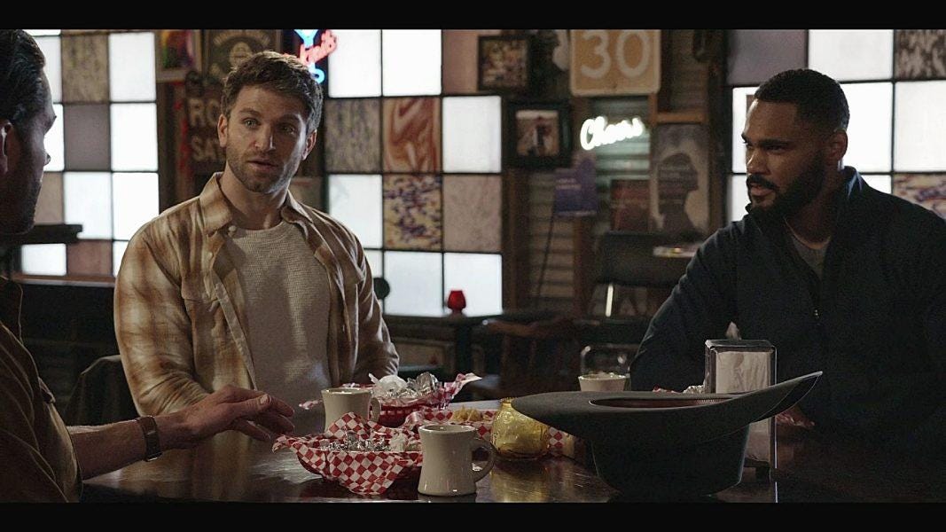 Cordell Walker going up with gay Liam and Trey at Side Step bar 4.03. Cordell Walker going up with gay Liam and Trey at Side Step bar 4.03.