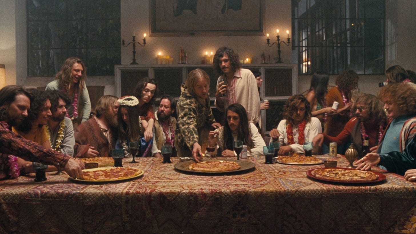 Inherent Vice | Still features people gathering up to recreate a parody of The Last Supper. Inherent Vice | Still features people gathering up to recreate a parody of The Last Supper.
