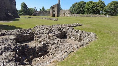 Six photos including a photo of the well, the chapels which stood one on top of the other. Old Sherborne Castle, Dorset. Images: Roland's Travels