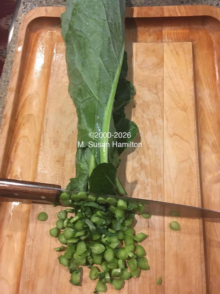 Chopping collard greens