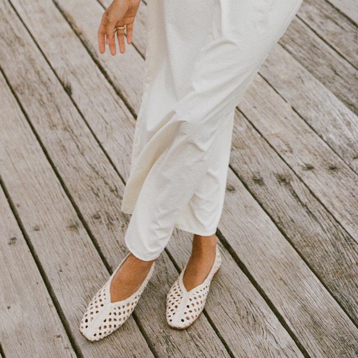 The Woven Paz - Ecru Leather