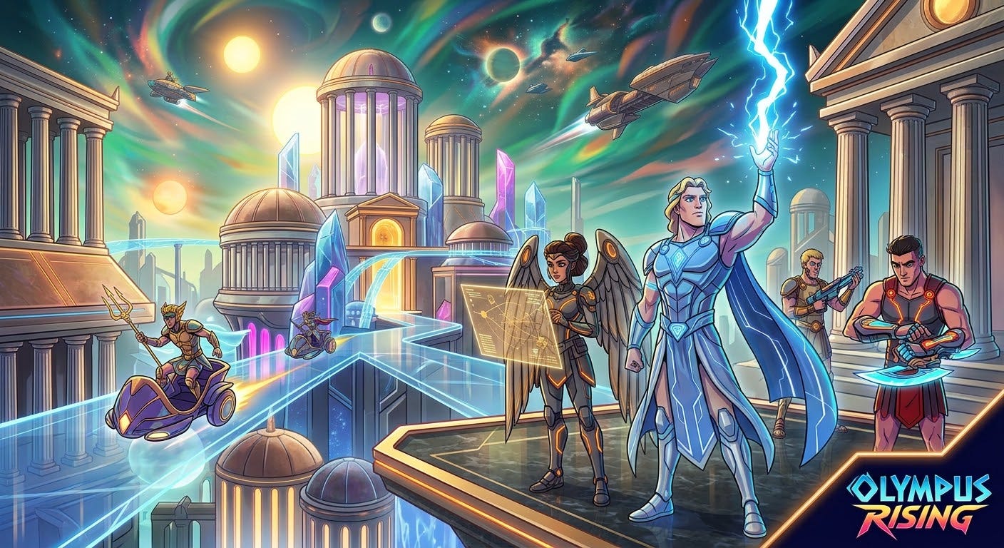 Futuristic graphic of the Olympus gods Futuristic graphic of the Olympus gods