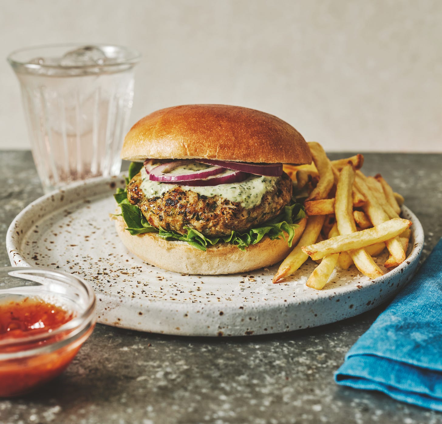 Chicken kebab burger.