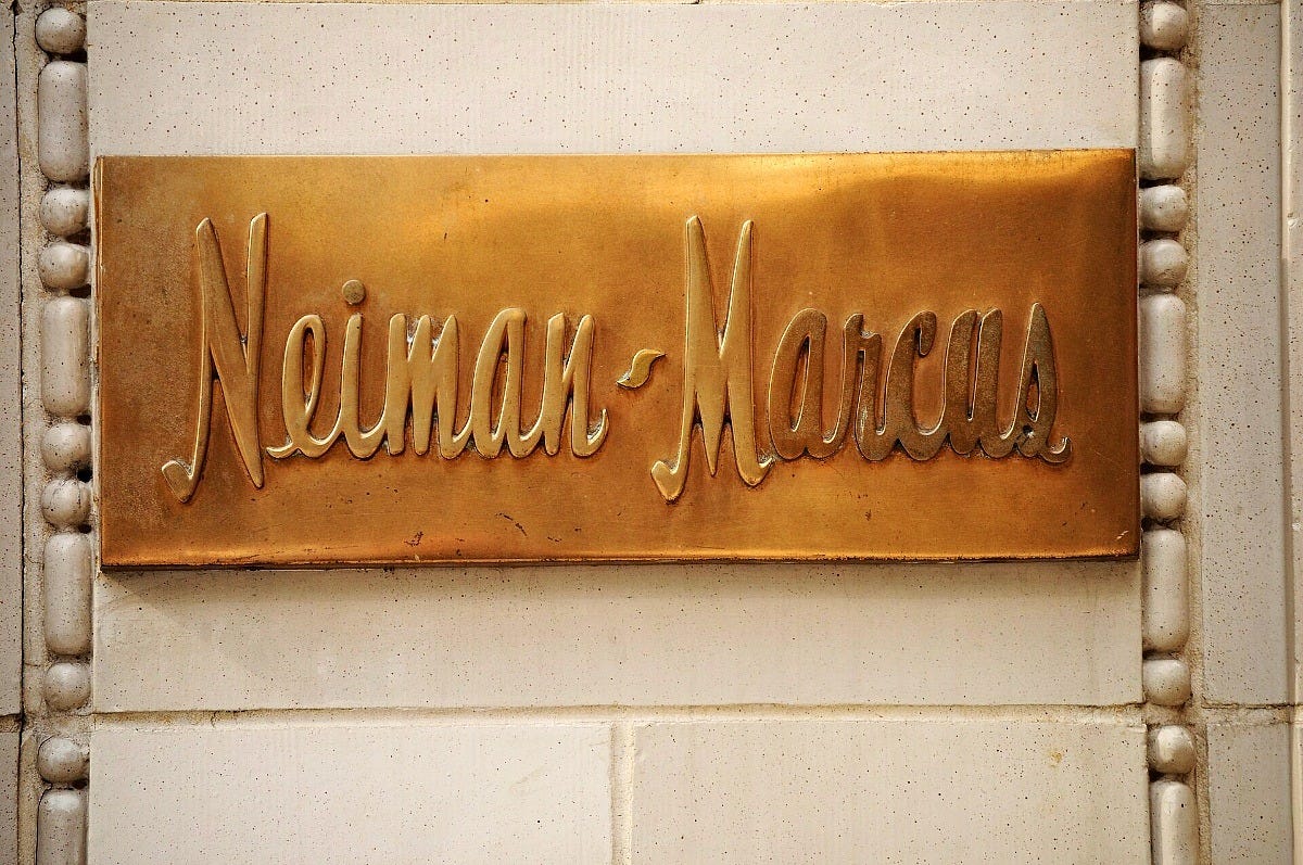 A sign at the Neiman Marcus flagship store in downtown Dallas. Image: Joe Mabel via Wikimedia Commons A sign at the Neiman Marcus flagship store in downtown Dallas. Image: Joe Mabel via Wikimedia Commons