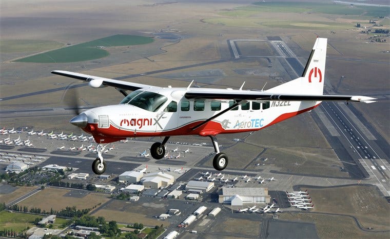 The eCaravan, powered by a 750-horsepower electric motor and supplied with energy by more than 2000 pounds of lithium-ion batteries, is the largest electric plane to fly so far.
