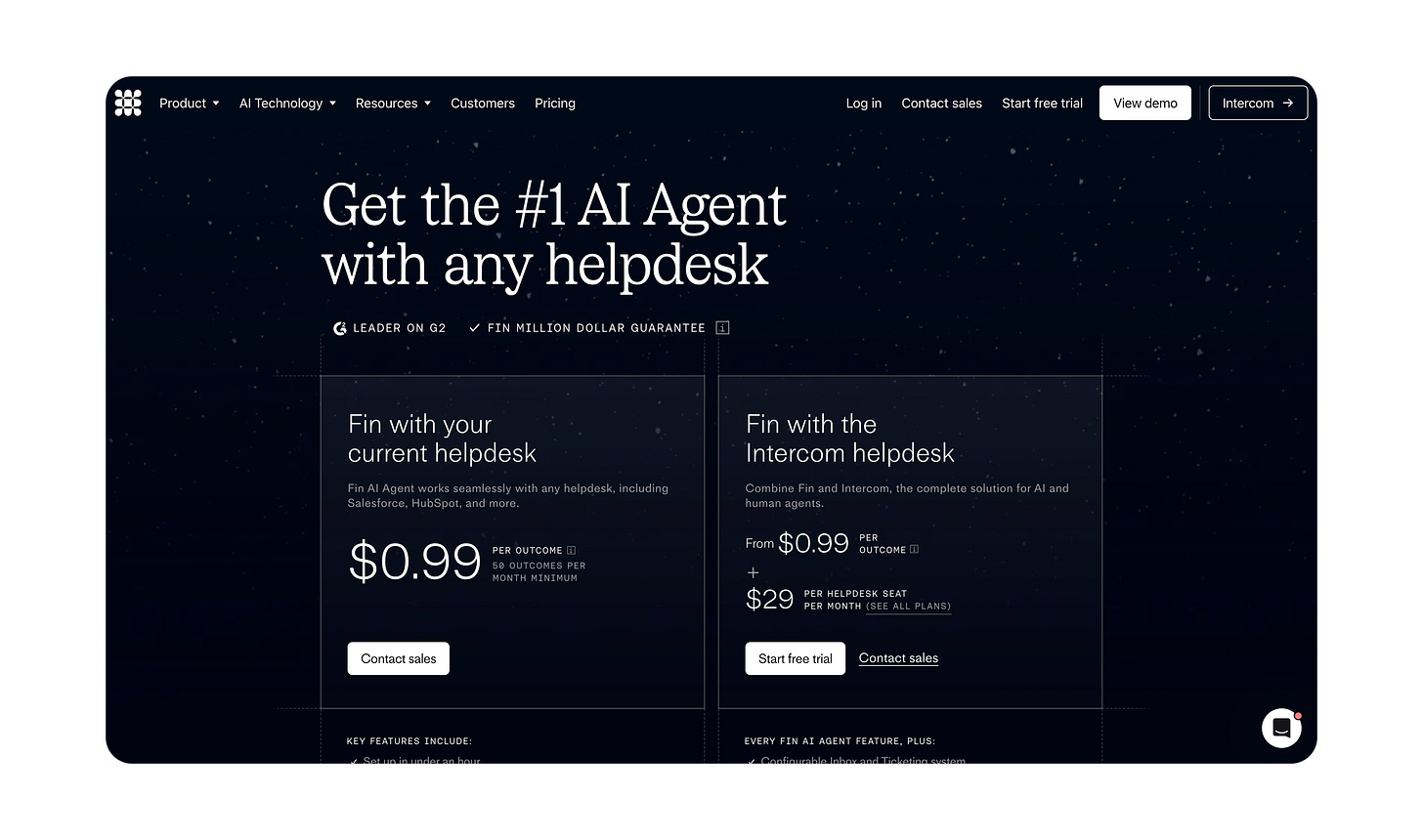 Example of B2B SaaS outcome-based pricing.