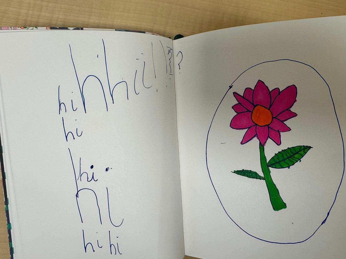 Child's writing and drawing in one of my notebooks Child's writing and drawing in one of my notebooks