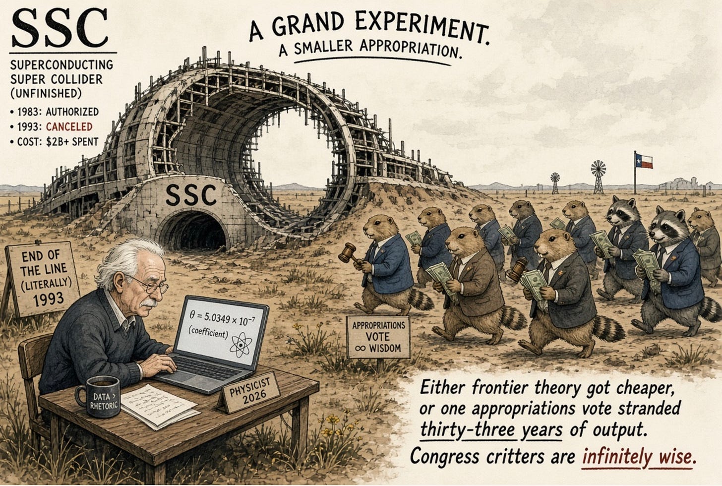 The unfinished SSC and a physicist in 2026: the cost of the 1993 cancellation. The unfinished SSC and a physicist in 2026: the cost of the 1993 cancellation.
