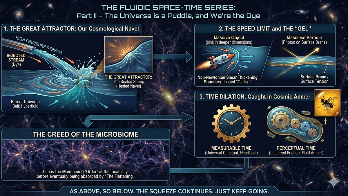 The Fluidic Space-Time Series: Part II – The Universe is a Puddle, and We’re the Dye