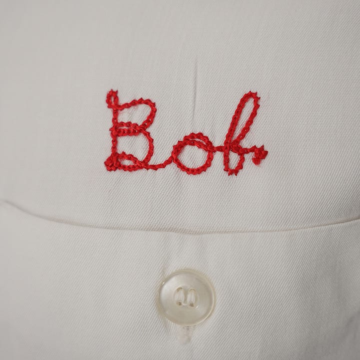 red vintage chainstitch script examples
