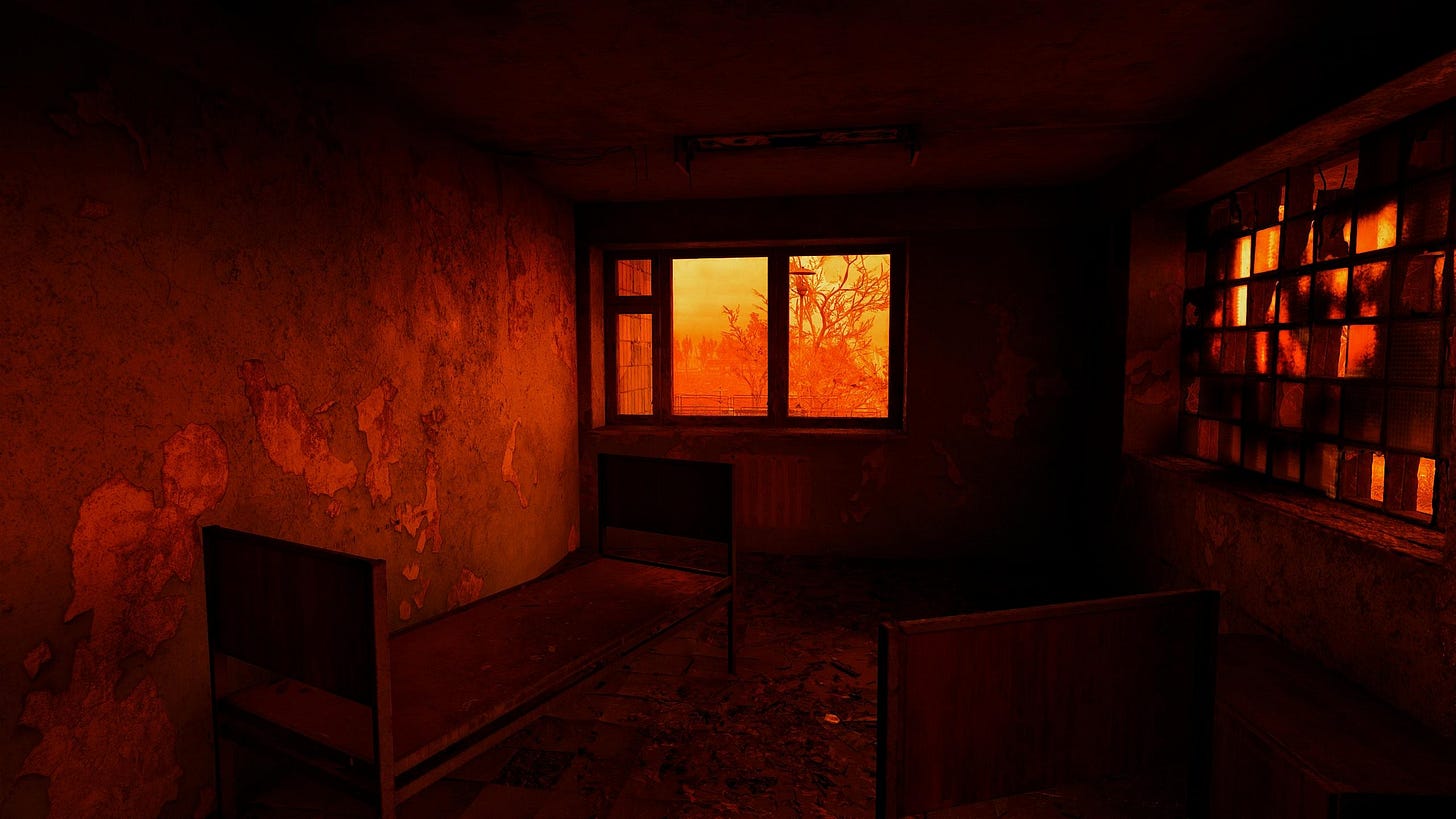 I thought this wooden house would protect me from the emission, then I  looked at the window.. : r/stalker