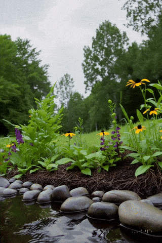 AI video of a rain garden