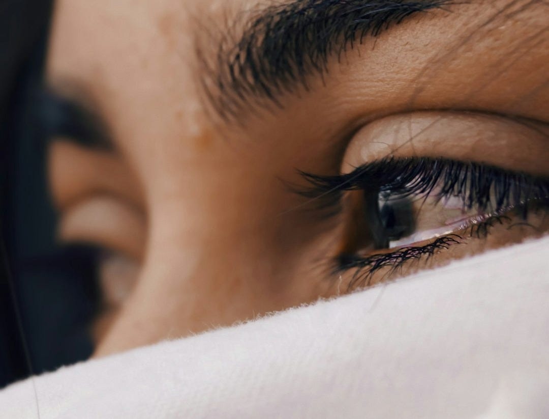 shallow focus of a woman's sad eyes shallow focus of a woman's sad eyes
