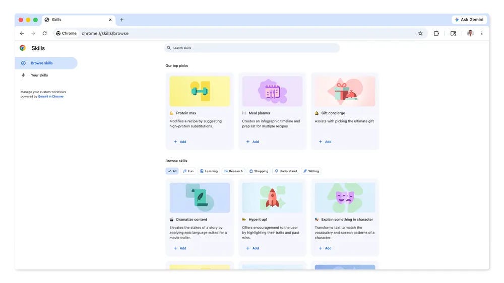 Image of Skills available in the Skills library