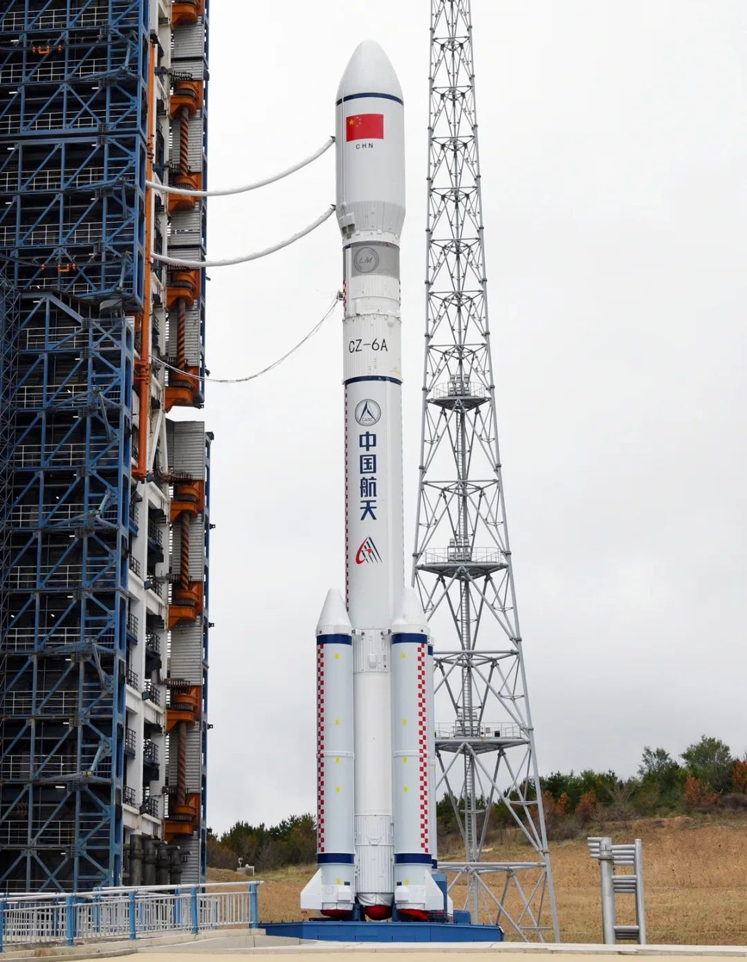 The Long March 6A Y16 vehicle at Launch Complex 9A ahead of its launch mission.