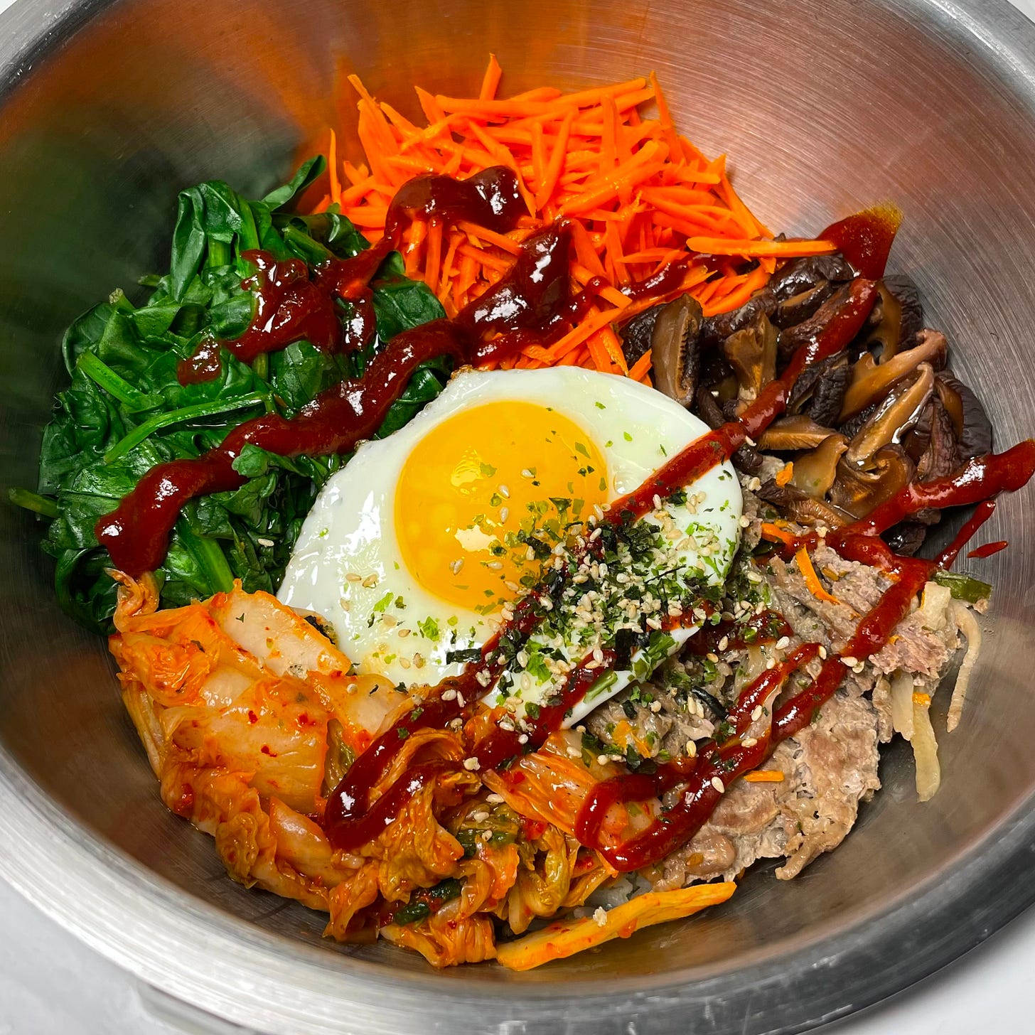 beef bulgogi bibimbap in a rice cooker