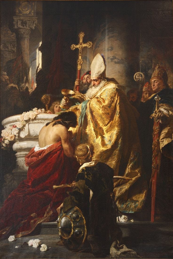 This may contain: a painting of a man kneeling in front of a table with other people around him This may contain: a painting of a man kneeling in front of a table with other people around him