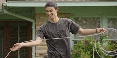 Walker Trevor practicing roping cattle. Walker Trevor practicing roping cattle.