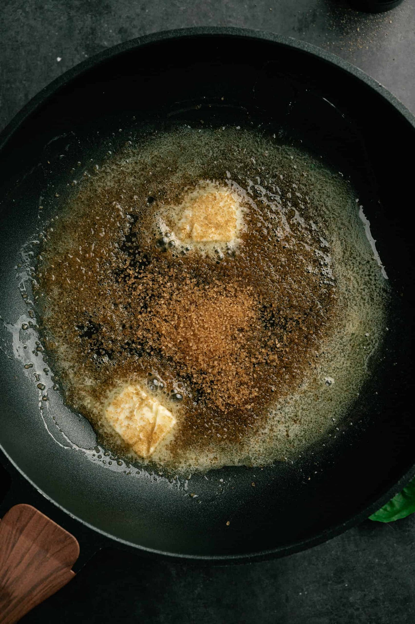 avocado pear recipes step 1: browning butter and sugars in a skillet for candied walnuts. 
