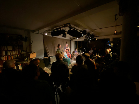 Musicians and people at a music cafe - Cafe Oto in Dalston