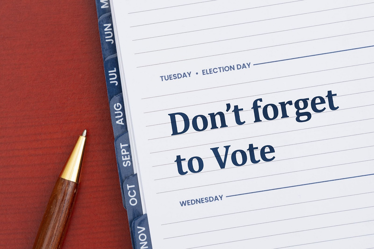 “Don’t forget to vote” marked on Election Day of calendar
