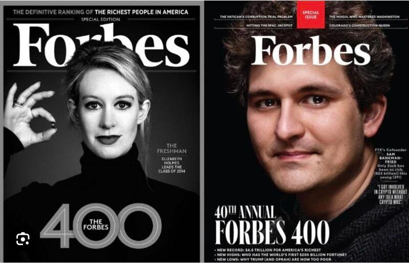 Media coverage DOES NOT equal credibility. Elizabeth Holmes was on the cover  of Forbes at the same time she was stealing money from Walgreens, Safeway,  and a long list of investors. Sam