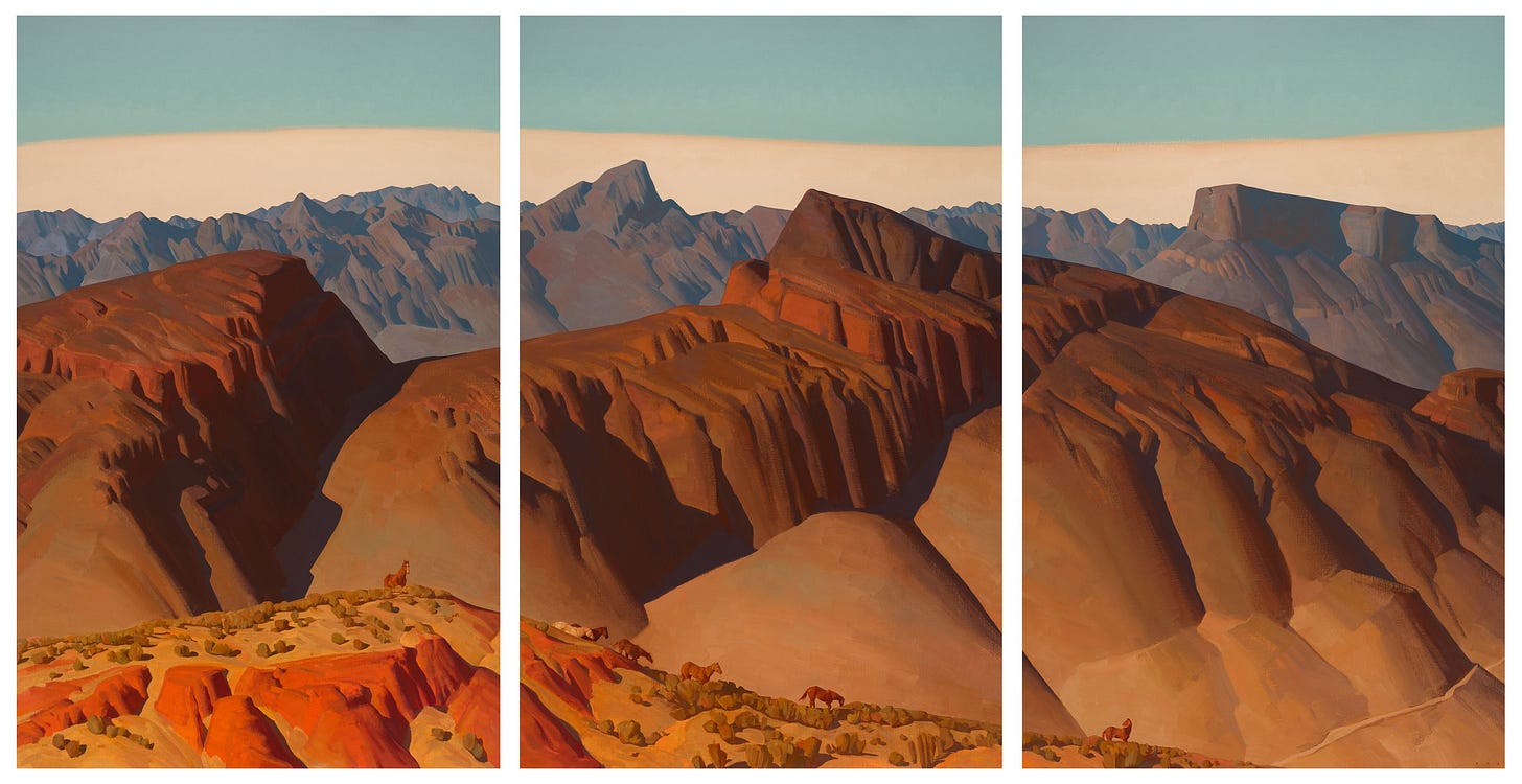 (SOLD) "Desert Cathedral" (triptych) 56"x108" Oil (SOLD) "Desert Cathedral" (triptych) 56"x108" Oil