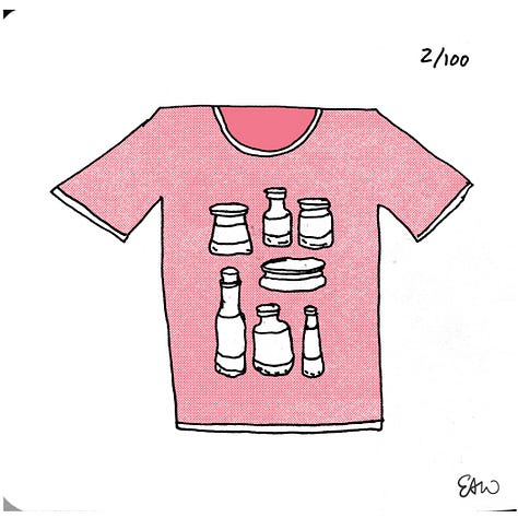 Nine of eighteen tshirt thumbnail sketches.