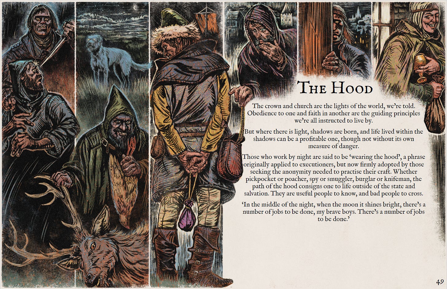 A spread from Gallows Corner ttrpg A spread from Gallows Corner ttrpg