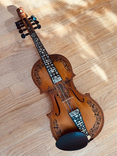 Hardanger fiddle closeups