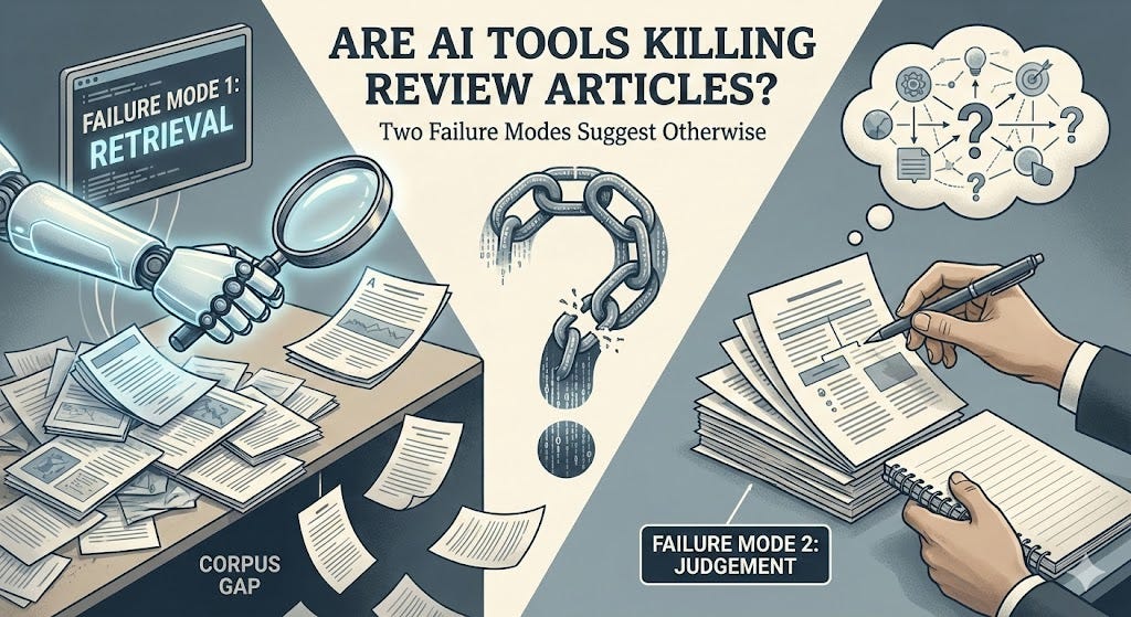 Are AI Tools Killing Review Articles? Two Failure Modes Suggest Otherwise