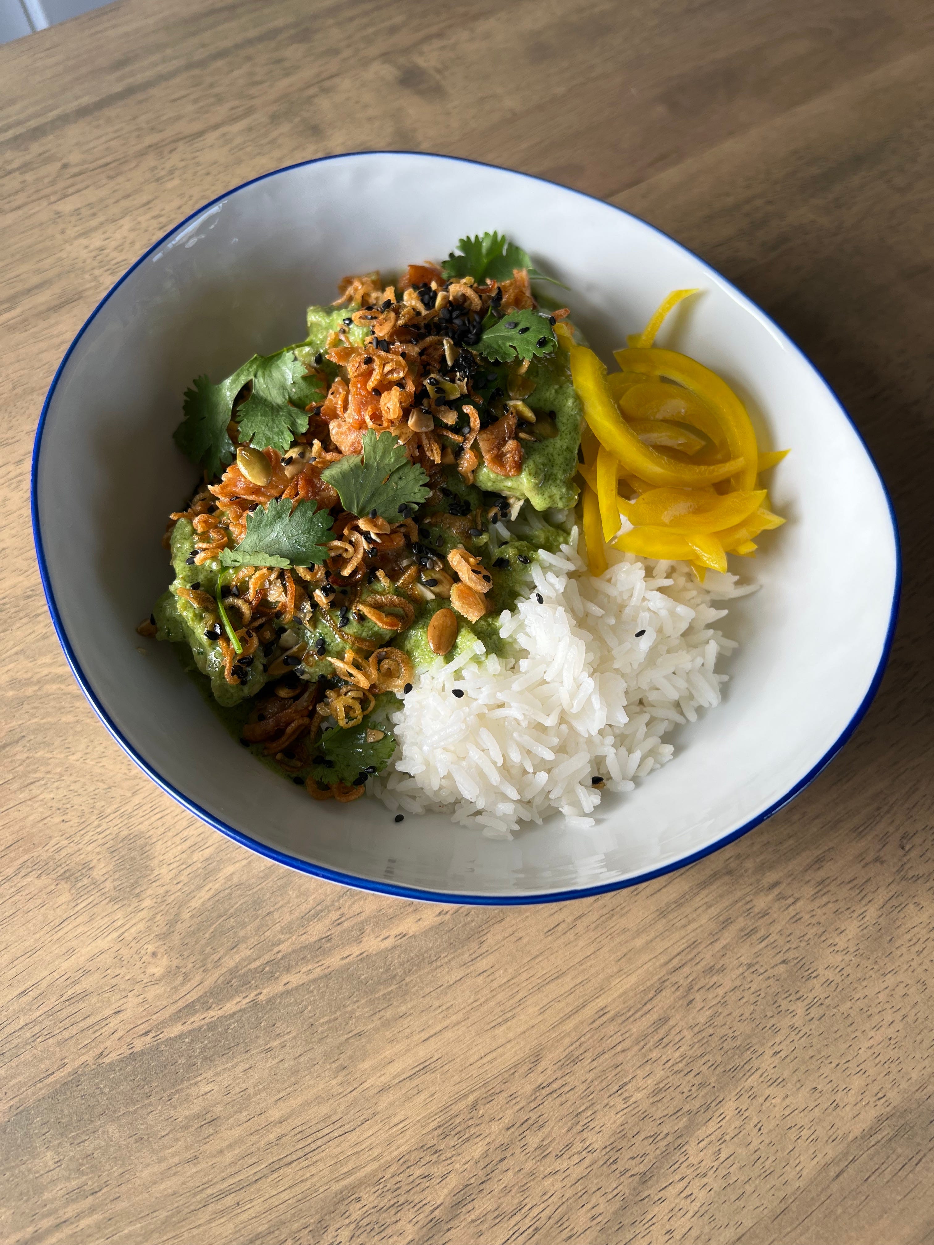 green chicken with rice - by Chuck Cruz - Chuck