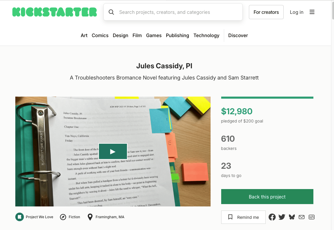 A screenshot of the Kickstarter campaign page for JULES.